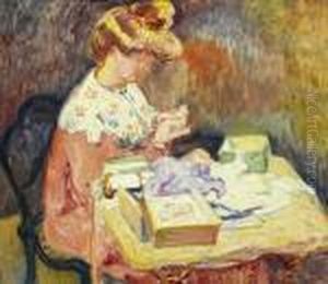 Madame Valtat Cousant by Louis Valtat