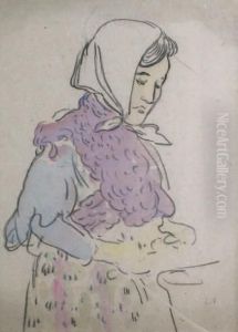 Jeune Paysanne A L'echarpe Violette Jeune Paysanne A L'echarpe Violette