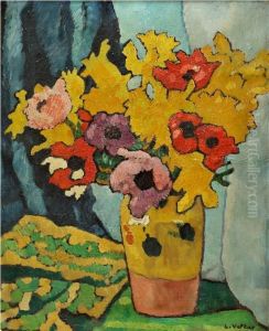 Bouquet D'anemones Et Jonquilles by Louis Valtat