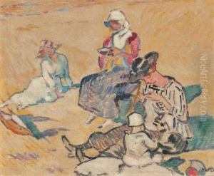 Femmes A L'ouvrage Avec Le Cachet by Louis Valtat