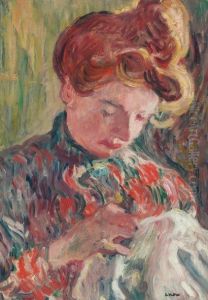 Madame Valtat Cousant by Louis Valtat