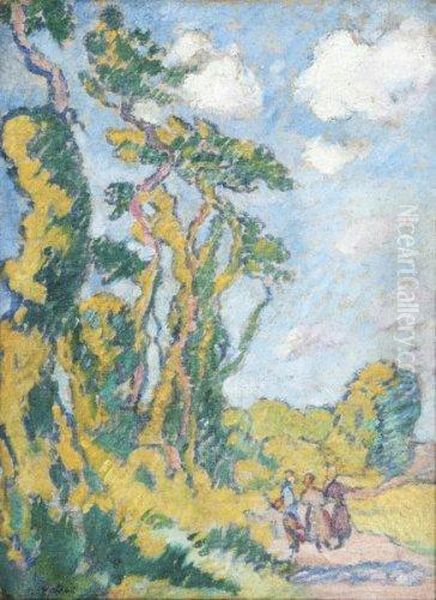 Trois Personnages Sur Le Chemin. - view 1