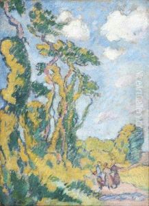 Trois Personnages Sur Le Chemin. by Louis Valtat