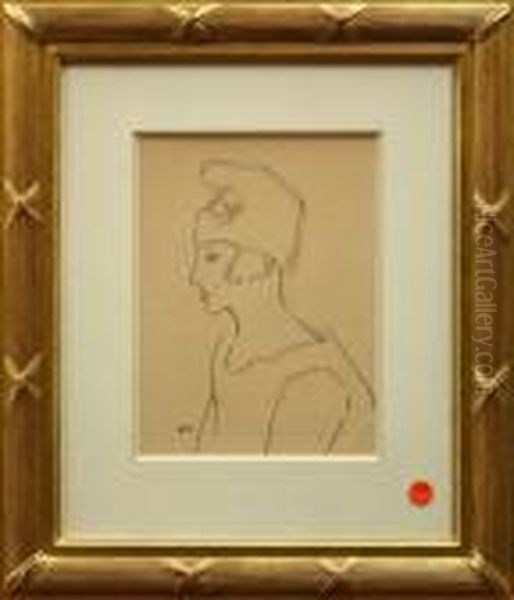Left-sided Bust Of A Woman With Hat - view 1
