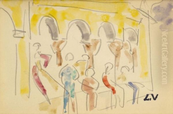 Personnages Dans Un Patio - view 1