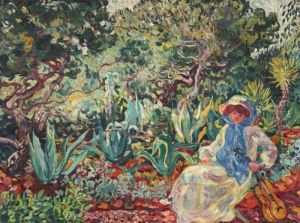 Femme A La Guitare Dans Un Jardin