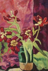 Vase, Tulipes Rouges by Louis Valtat