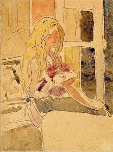 Jeune Femme Assise En Bord De Fenetre by Louis Valtat