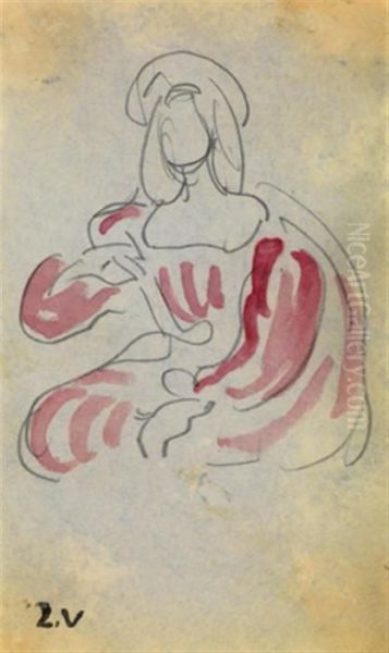 Femme A La Robe Rose - view 1