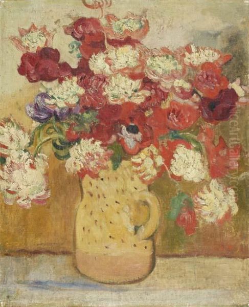 Bouquetd'anemones Dans Un Pot En Gres - view 1