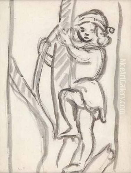Enfant Grimpant A Un Arbre - view 1