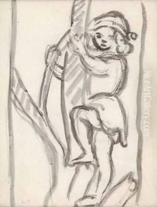 Enfant Grimpant A Un Arbre by Louis Valtat
