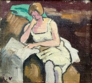 Femme Assise Lisant
Huile Sur Toile Marouflee Sur Panneau, Signee Des Initiales En Bas A Gauche by Louis Valtat