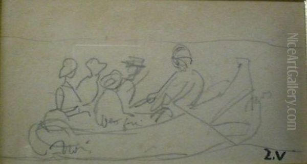 Barque Sur Le Lac Du Bois De Boulogne Et Etude De Cygnes - view 1