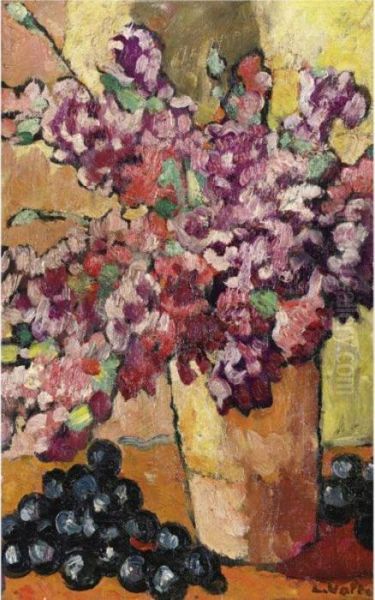 Vase De Fleurs Et Raisins Noir - view 1