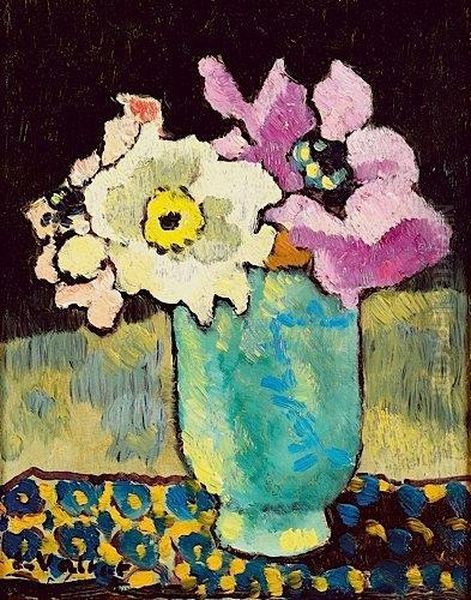 Bouquet D'anemones, Vase Bleu, Circa 1940 - view 1