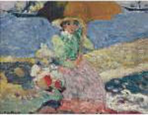 Mere Et Enfant Au Bord De La Plage - view 1