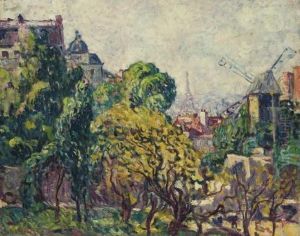 Vue Du Moulin De La Galette Et De La Tour Eiffel by Louis Valtat