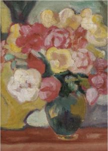 Vase De Rose, Cruche Verte by Louis Valtat