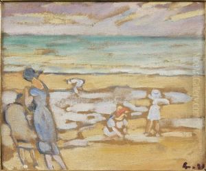 Famille Sur La Plage by Louis Valtat