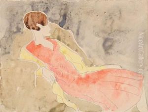 Femme Assise A La Robe Rouge by Louis Valtat