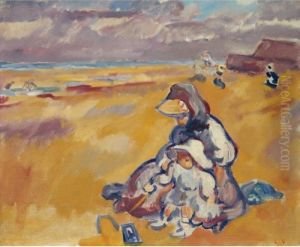 Mere Et Enfant Sur La Plage by Louis Valtat