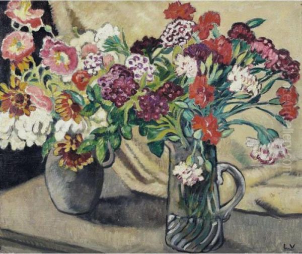 Vase Et Cruche De Fleurs - view 1