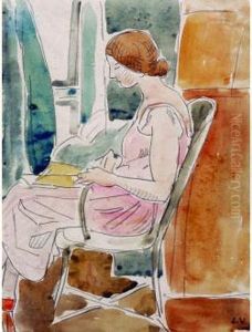 Femme Assise A Sa Lecture by Louis Valtat