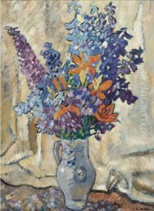 Lys Et Delphiniums Au Pichet De Gres by Louis Valtat