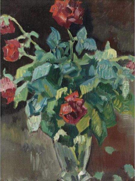 Roses Au Vase De Cristal - view 1