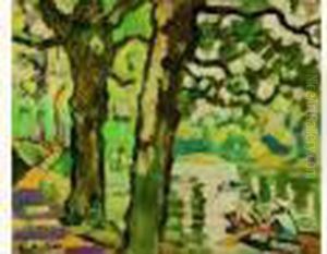 <canotiers Sur Le Lac Du Bois De Boulogne > Circa 1935 by Louis Valtat