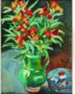 Bouquet De Fleurs Au Pichet Et Bonbonniere by Louis Valtat