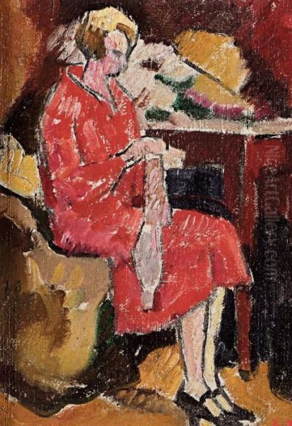 Femme En Rouge Reprisant - view 1