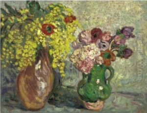 Mimosa Et Anemones Au Pichet Vert