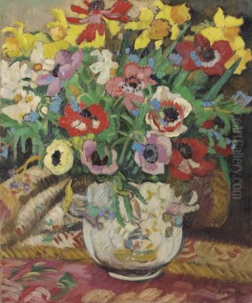 Vase D'anemones Et Jonquilles - view 1