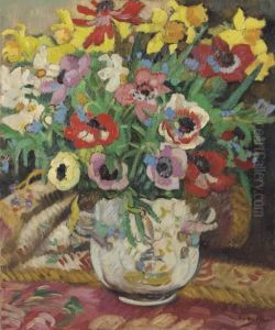 Vase D'anemones Et Jonquilles by Louis Valtat