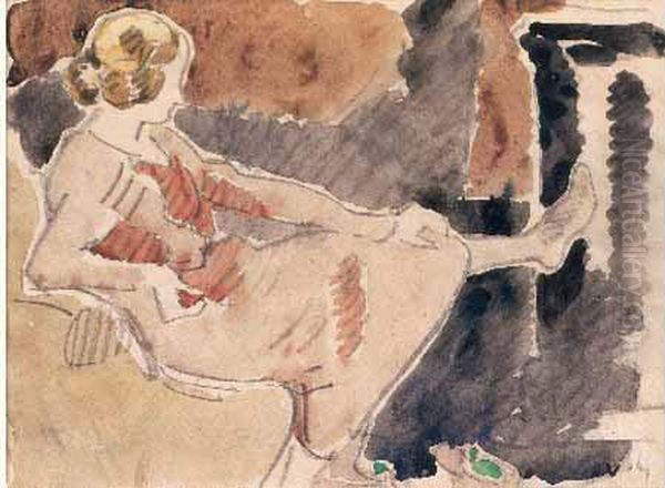 Jeune Femme Assise Devant Le Feu - view 1
