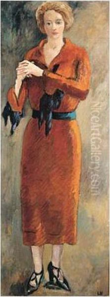 Femme En Rouge (portrait De Mme Valtat Debout, Mains Jointes A Droite) - view 1