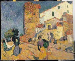 Porteuse D'eau Devant Une Bastide