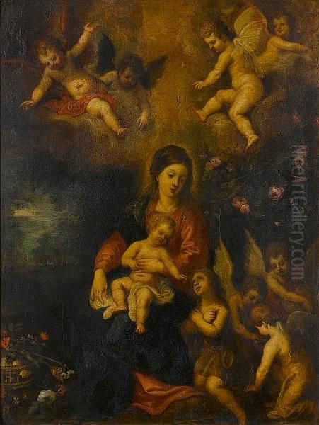 The Virgin, And Child With The
Infant Saint John The Baptist Surrounded By Angels In A Landscape - view 1