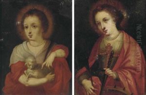 Saint Agnes; And Saint Catherine by Hendrik van Balen