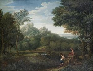 Classical Figures Resting Before An Italianate Landscape by Jan Frans Van Bloemen (Orizzonte)