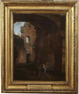 Figures And Dog By Ruins by Jan Frans Van Bloemen (Orizzonte)