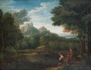 Classical Figures Resting Before An Italianatelandscape by Jan Frans Van Bloemen (Orizzonte)
