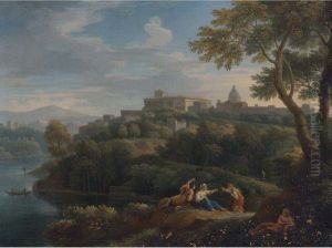 Figures With A Town In Lazio, Probably Ariccia, Beyond
