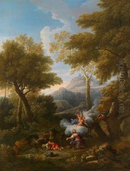 Umkreis Weitegebirgslandschaft Mit Einem Engel - view 1