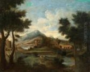 Paesaggio Fluviale Con Casolari E Figure