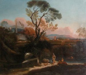 Paesaggio Laziale Con Figure Al Bagno