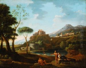 Arkadische Landschaft Mit Figurenstaffage