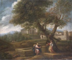A Classical Landscape With Christ And The Woman Of Samaria A Classical Landscape With Christ And The Woman Of Samaria